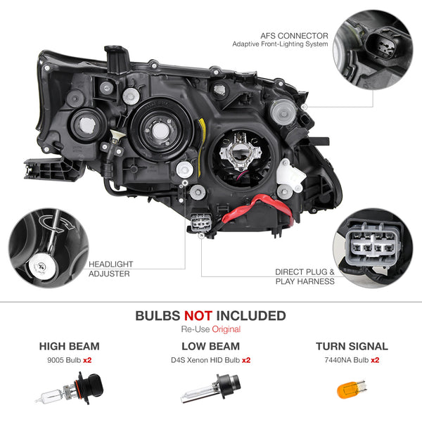 2010-2012 Lexus RX Series Black Headlight