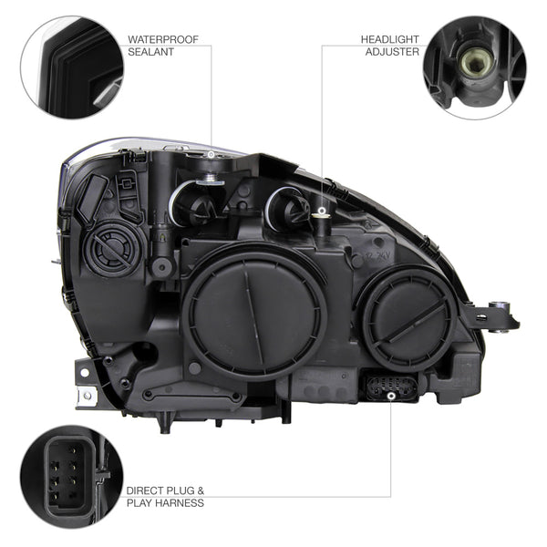 2008-2011 Mercedes-Benz W204 C-Class Black Headlight