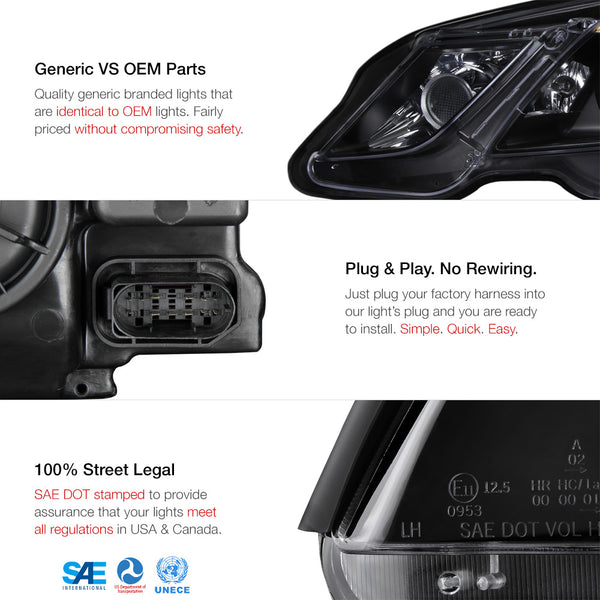 2010-2013 Mercedes-Benz W212 E-Class Black Headlight