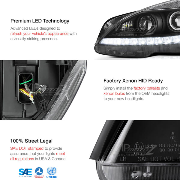 2007-2013 Mercedes-Benz W221 S-Class Black Headlight