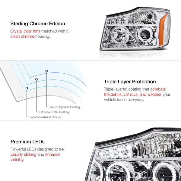 2004-2015 Nissan Titan Chrome Headlight