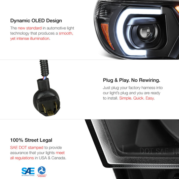 2012-2015 Toyota Tacoma Black Headlight
