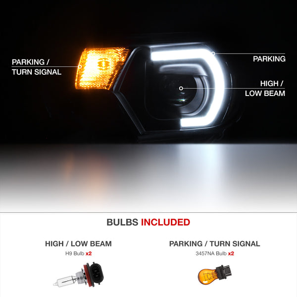 2012-2015 Toyota Tacoma Black Headlight