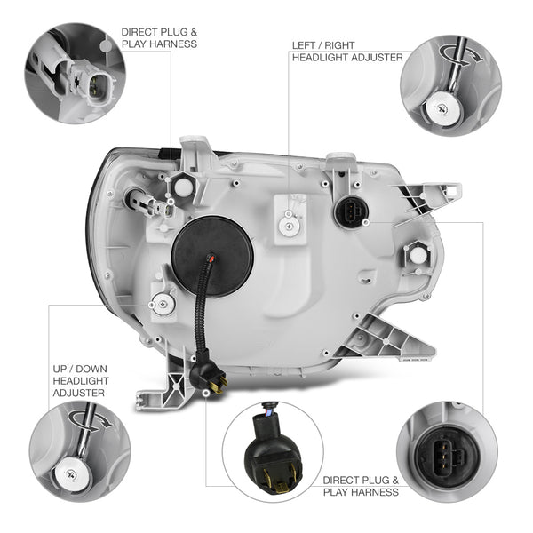 2012-2015 Toyota Tacoma Black Headlight