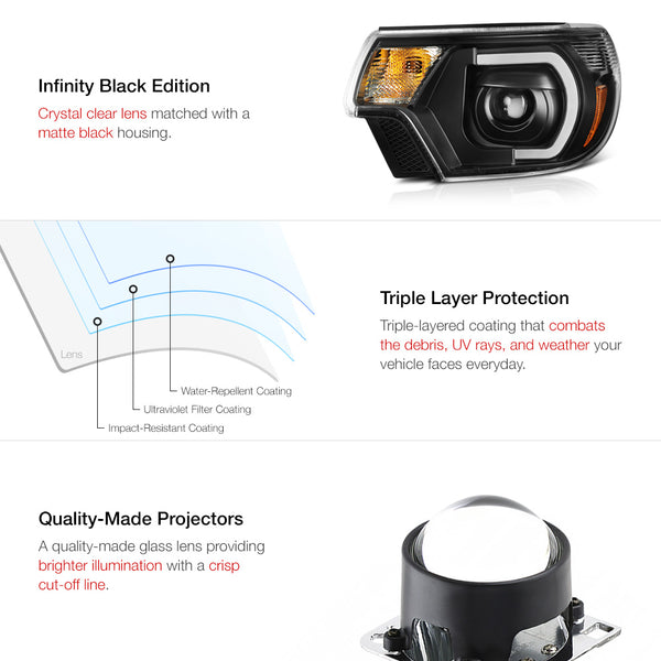 2012-2015 Toyota Tacoma Black Headlight