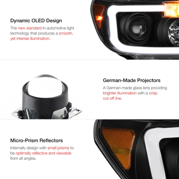 2007-2013 Toyota Tundra Black Headlight