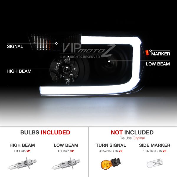 2007-2013 Toyota Tundra Black Headlight