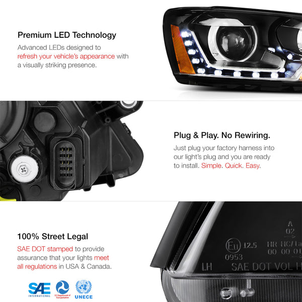 2011-2014 Volkswagen Jetta Black Headlight