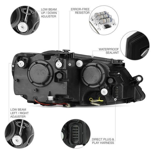 2011-2014 Volkswagen Jetta Black Headlight