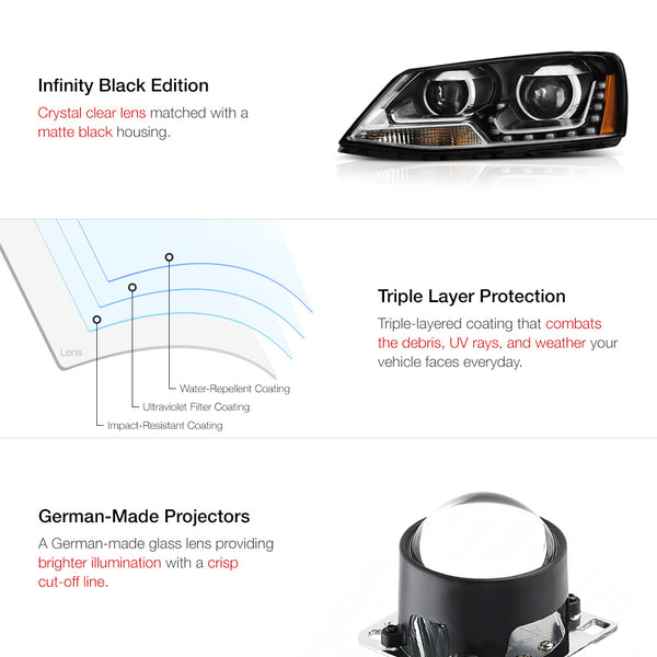 2011-2014 Volkswagen Jetta Black Headlight
