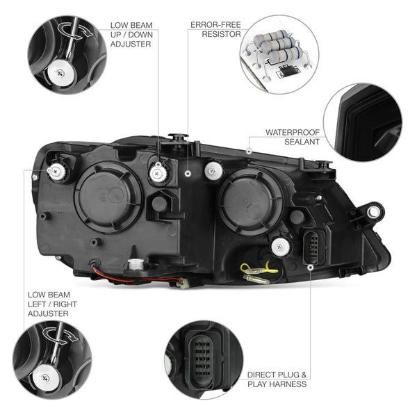 2011-2014 Volkswagen Jetta Sinister Black Headlight