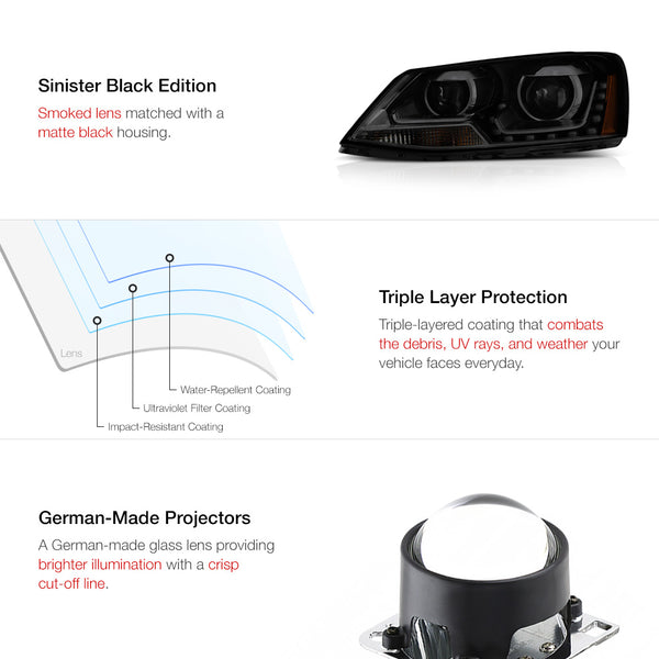2011-2014 Volkswagen Jetta Sinister Black Headlight