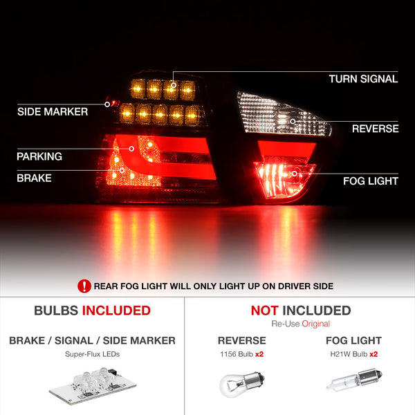 2006-2008 BMW E90 3-Series Smoked Tail Light
