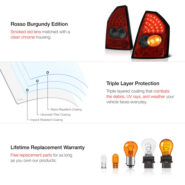 2008-2010 Chrysler 300C Rosso Burgundy Tail Light