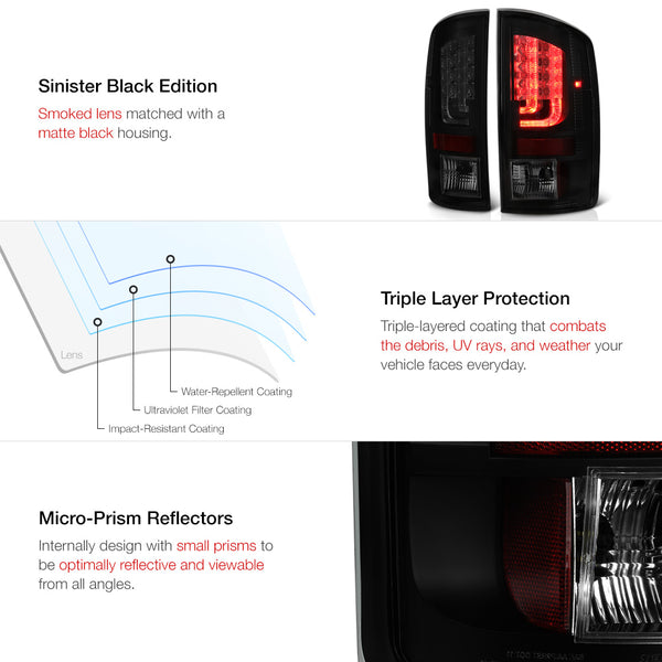 2002-2006 Dodge RAM 1500 Sinister Black Tail Light