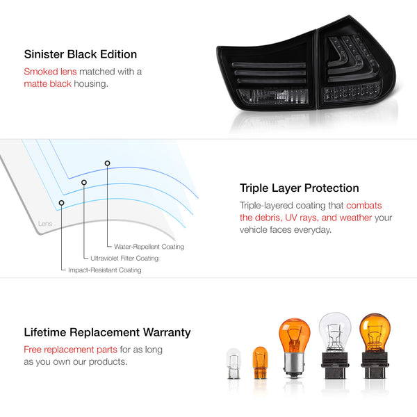 2004-2009 Lexus RX Series Sinister Black Tail Light