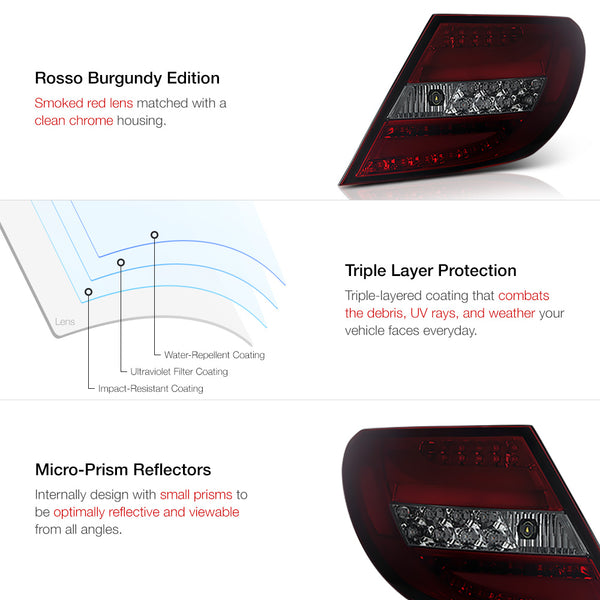 2008-2011 Mercedes-Benz W204 C-Class Rosso Burgundy Tail Light