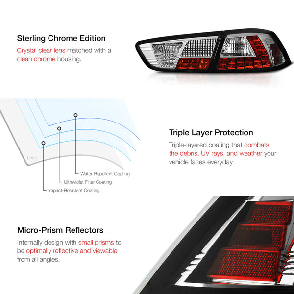 2008-2017 Mitsubishi Lancer Chrome Tail Light