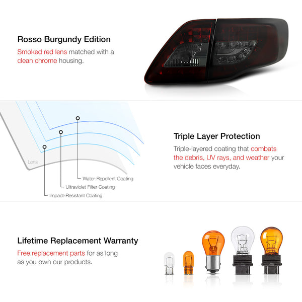 2009-2010 Toyota Corolla Rosso Burgundy Tail Light