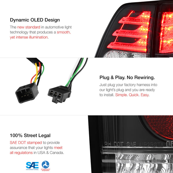 2008-2011 Toyota Land Cruiser Black Tail Light