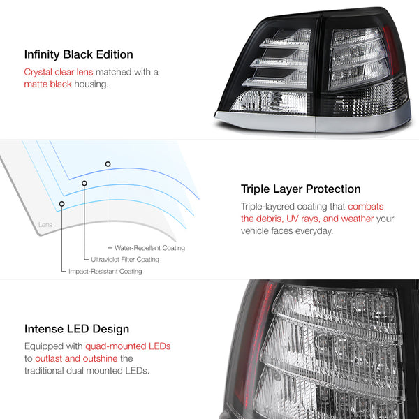 2008-2011 Toyota Land Cruiser Black Tail Light
