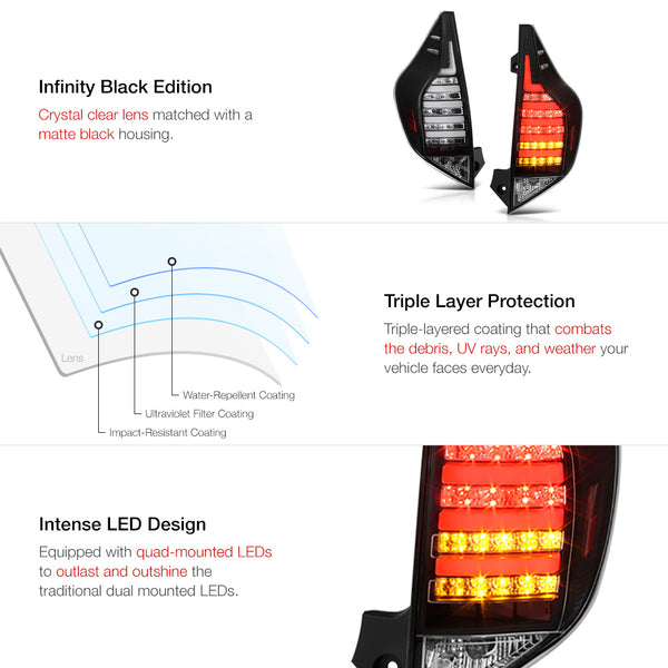 2012-2016 Toyota Prius C Black Tail Light