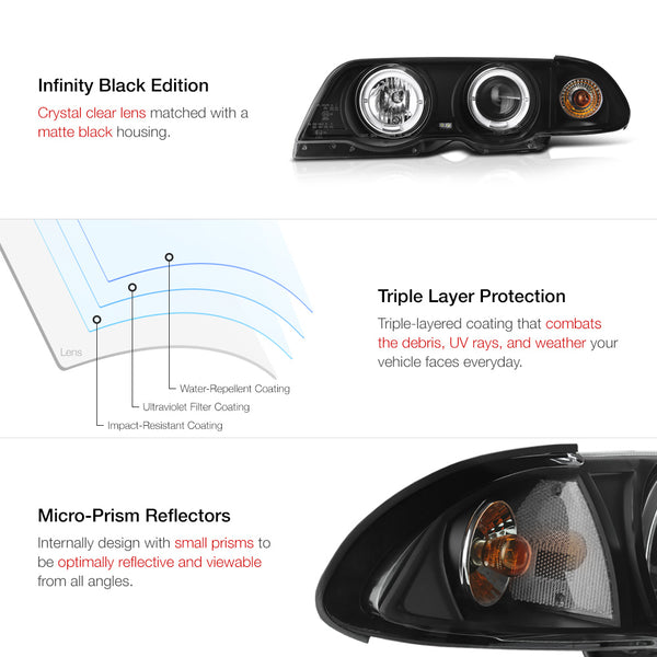 1999-2001 BMW E46 3-Series Black Headlight