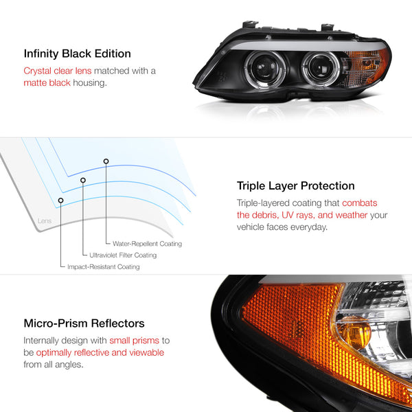 2004-2006 BMW E53 X5 Black Headlight