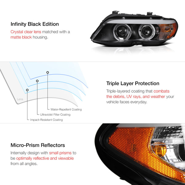 2004-2006 BMW E53 X5 Black Headlight