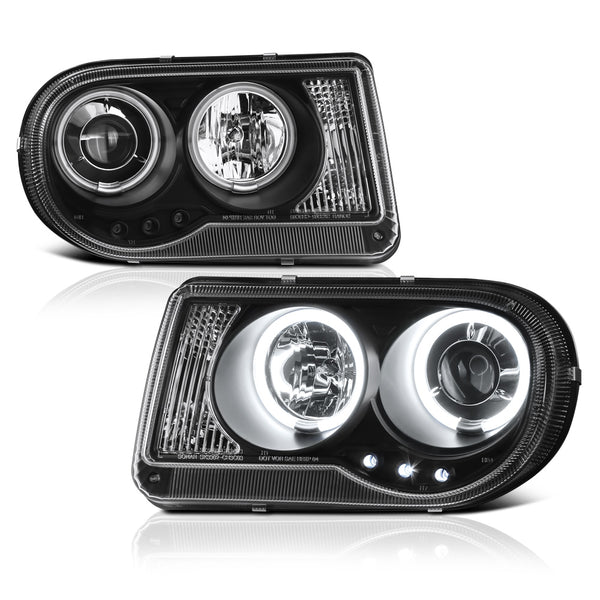 2005-2010 Chrysler 300C Black Headlight