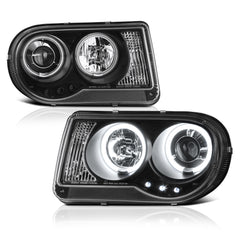 2005-2010 Chrysler 300C Black Headlight