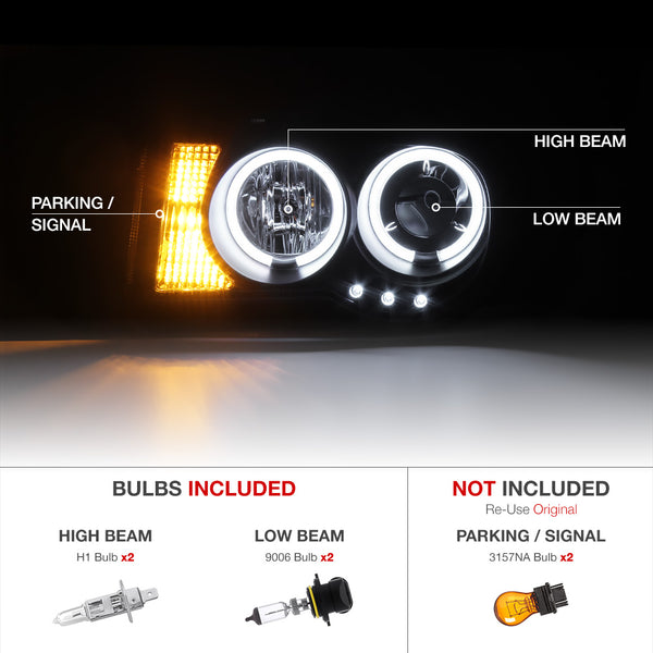 2005-2010 Chrysler 300C Black Headlight