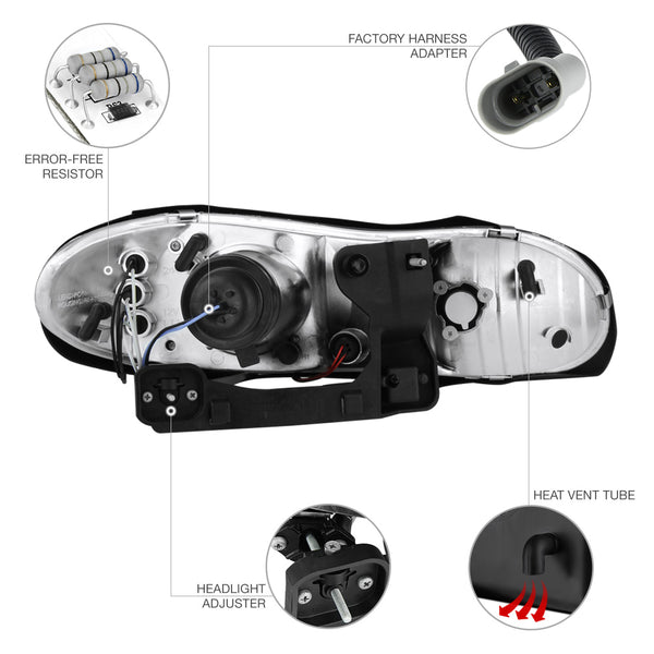 1998-2002 Chevrolet Camaro Black Headlight