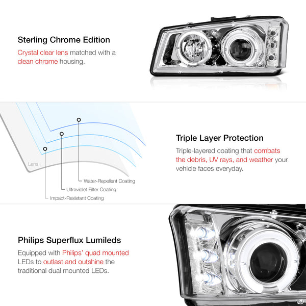 2003-2006 Chevrolet Silverado 1500 | 2500 | 3500 Chrome Headlight