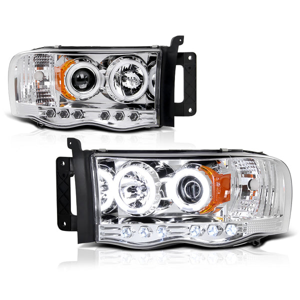 2002-2005 Dodge RAM 1500 Chrome Headlight