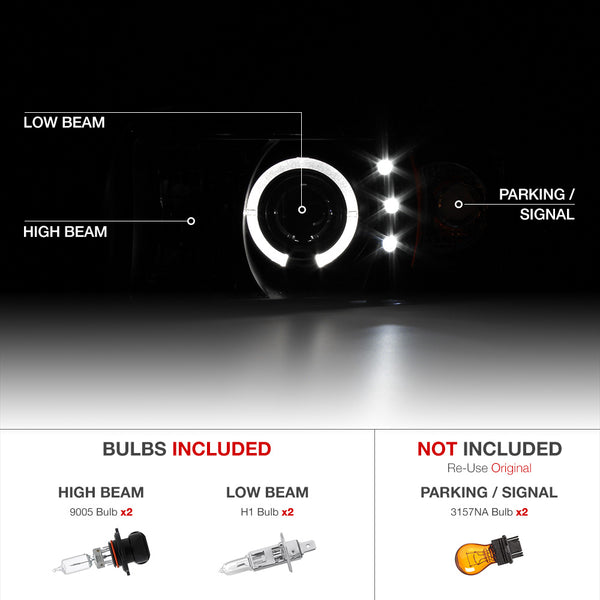 1999-2001 Dodge RAM 1500 Sport Black Headlight