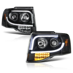 2007-2014 Ford Expedition Black Headlight
