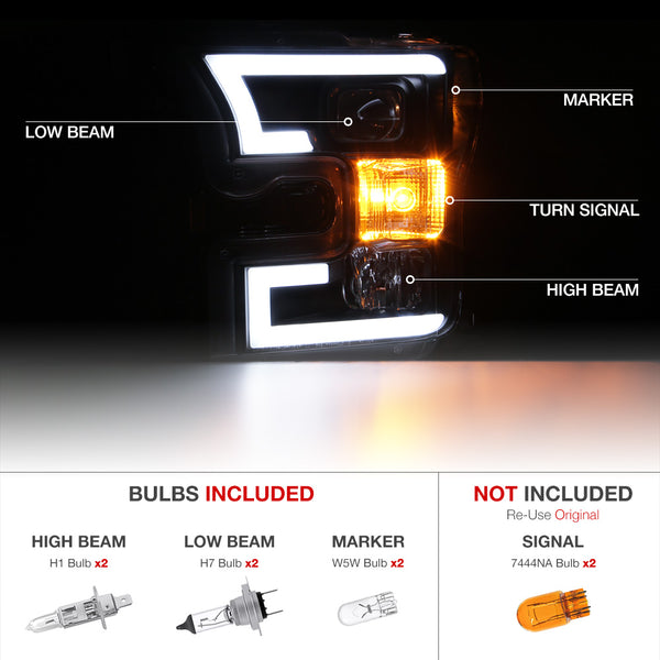 2015-2017 Ford F-150 Sinister Black Headlight