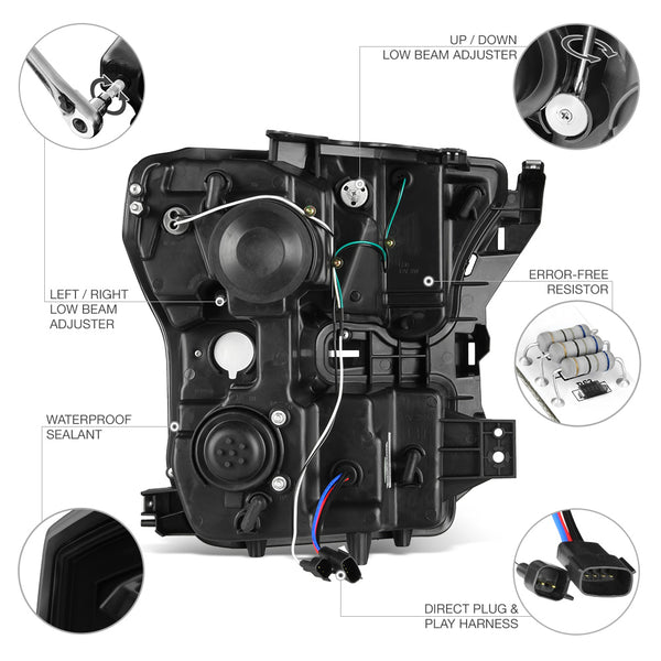 2015-2017 Ford F-150 Sinister Black Headlight