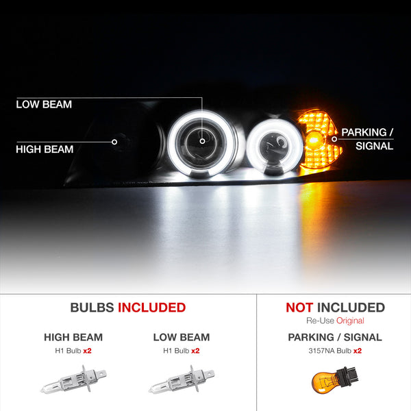 1999-2004 Ford Mustang Black Headlight