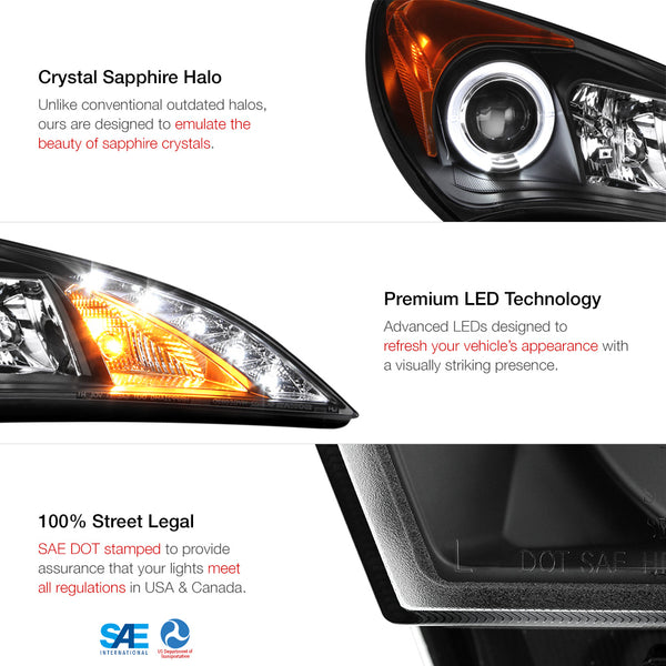2010-2012 Hyundai Genesis Black Headlight