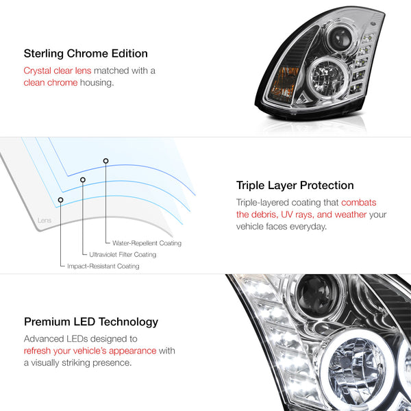 2003-2007 Infiniti G35 Chrome Headlight