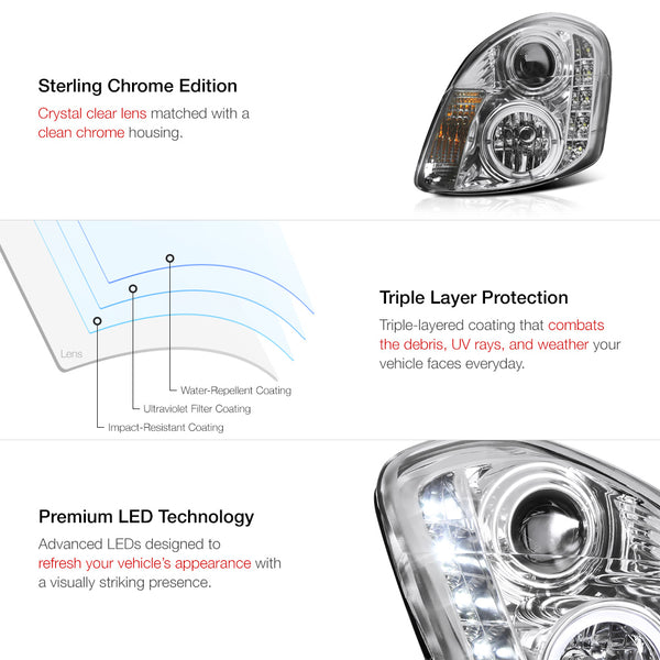 2003-2004 Infiniti G35 Chrome Headlight
