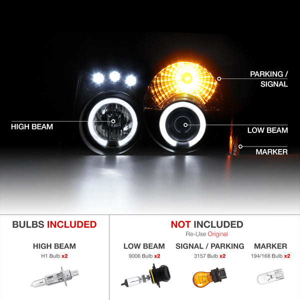 2005-2007 Jeep Grand Cherokee Sinister Black Headlight
