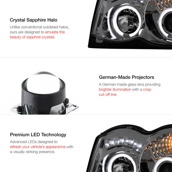 2008-2010 Jeep Grand Cherokee Smoked Headlight