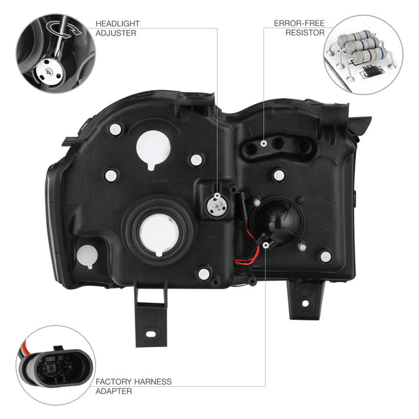 2008-2010 Jeep Grand Cherokee Smoked Headlight