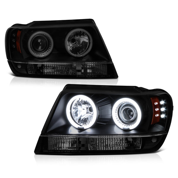 1999-2004 Jeep Grand Cherokee Sinister Black Headlight