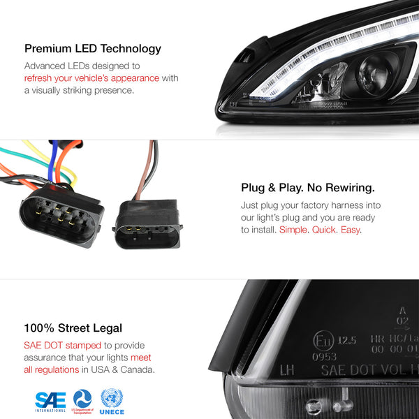 2007-2013 Mercedes-Benz W221 S-Class Black Headlight