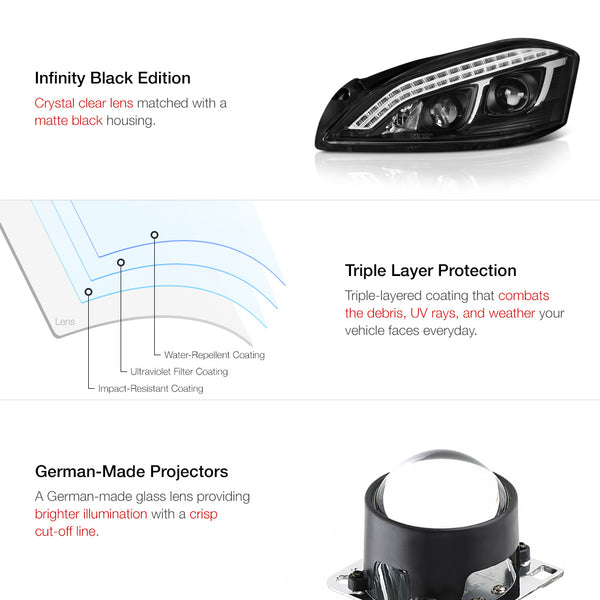 2007-2013 Mercedes-Benz W221 S-Class Black Headlight