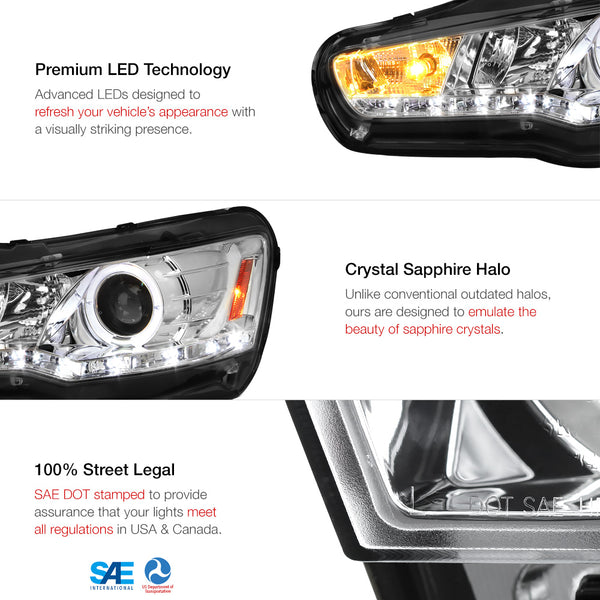 2008-2017 Mitsubishi Lancer Chrome Headlight
